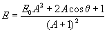 E = ((E0 * A^2) + 2Acos(theta) + 1) / (A+1)^2